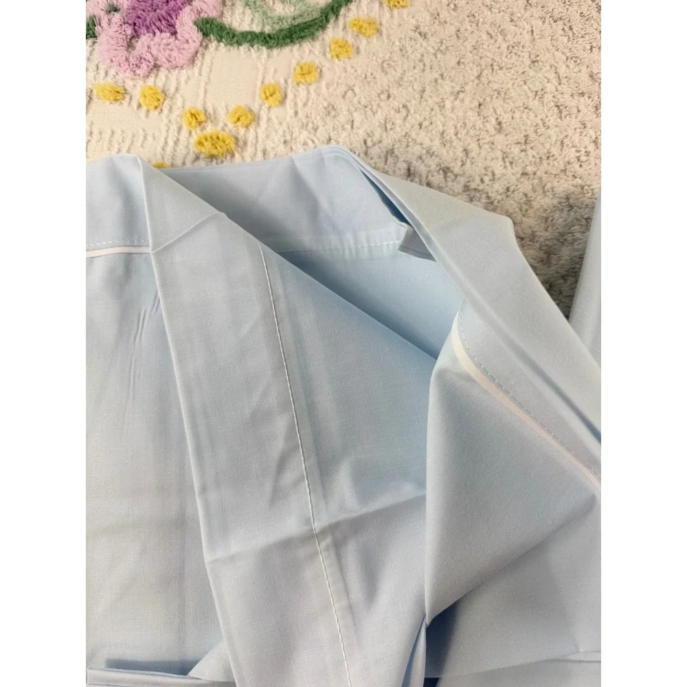 Vintage Cannon Fieldcrest Twin Flat Sheet Light Blue Percale Cotton Blend